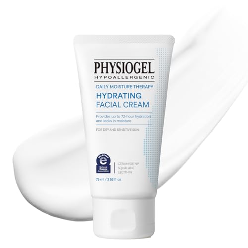 Physiogel Daily Hydrating Facial Moisturizer Lightweight Cream, 72 hrs Hydration for Dry & Sensitive Skin, Korean skin care, Fragrance-Free, Non-Comedogenic, Dermatologist-Tested, Ceramide, Squalane.