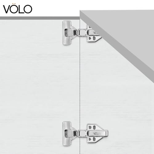 Image of VOLO Cabinet Hinges, Set of 1 (2 Pieces) for Furniture, Wardrobes, Doors, and Storage Units | (2D Soft Close (Stainless Steel), 15 Crank | Inset)