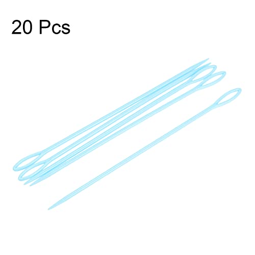 Image of HARFINGTON 20pcs Plastic Sewing Needles, 15cm Length Large Eye Blunt Needles Learning Needles for Sewing Handmade Crafts DIY Notions Stitching, Blue