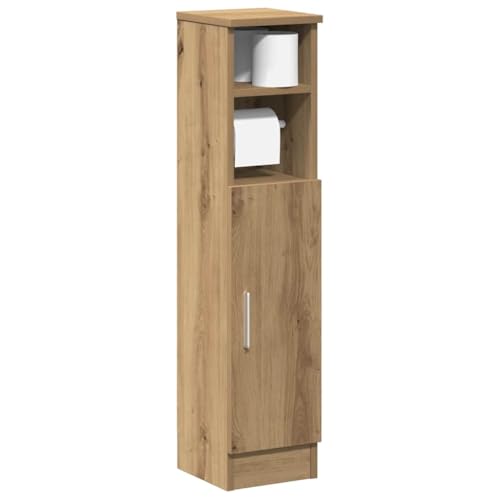 Ziaphsol Mueble de baño Artisan-roble 20,5 x 22 x 90 cm, material de madera, con portarrollos de papel higiénico integrado, espacio de almacenamiento versátil para utensilios de baño, resistente a la