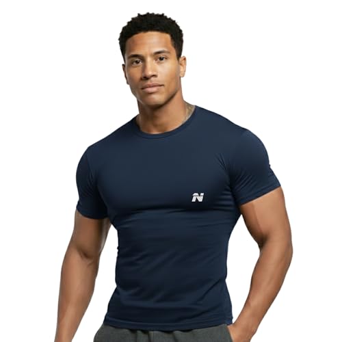 Image of NINQ Full Sleeve Compression, Workout, Round Neck, Down Shoulder T-Shirt - Men's Gym, Athletic & Sports Tights for Fitness