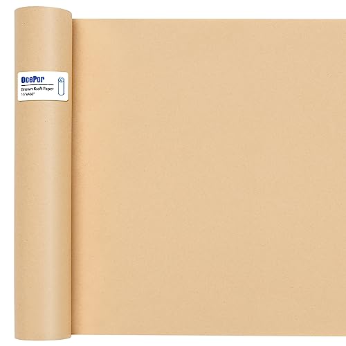 OcePor Brown Paper Roll 15'×450', Craft Paper, Kraft Paper Roll, Wrapping Paper, Packing Paper for Moving, Gift Wrapping, Wall Art, Table Runner, Floor Covering, Bulletin Board, Arts Crafts