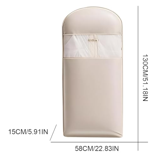 Space Saving Hanging Garment Bag with Self Compression Zipper,Space Saver Closet Organizers,Dust Cover Clothes Bags for Down Coat (Beige, L) 7