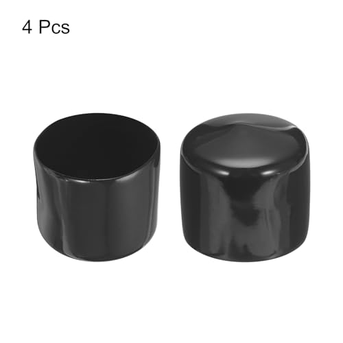 Image of uxcell 4pcs Rubber End Caps 51mm ID Vinyl Round End Cap Cover Screw Thread Protectors Black, 40mm Height