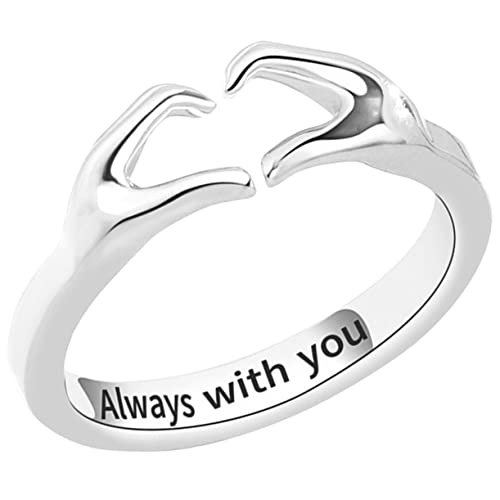 BESPORTBLE anillo de corazón boda para chicas abrazo joyas a juego anillos abiertos de corazon anillos en forma de corazon Anillos del día de San Valentín anillos de mano cobre Plata