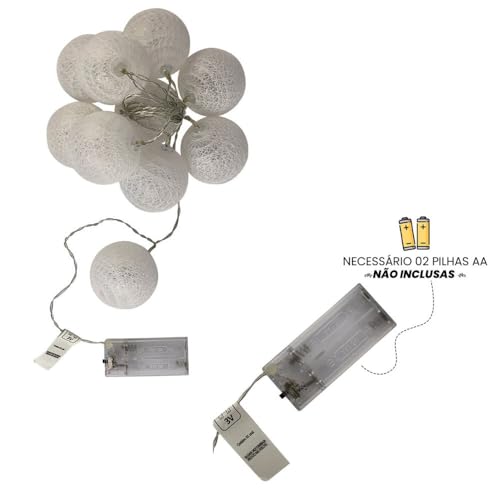 Varal de Luzes LED Pisca-Pisca com 10 Bolas Decorativas, Decoração para Casa, Jardim e Festas, Cor B
