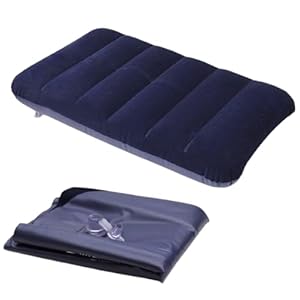 Fia Direct Large Inflatable Head Rest Cushion Rectangle Pillow – Blow up Cushion for Travel and Camping – Soft and Comfortable (Navy Blue)