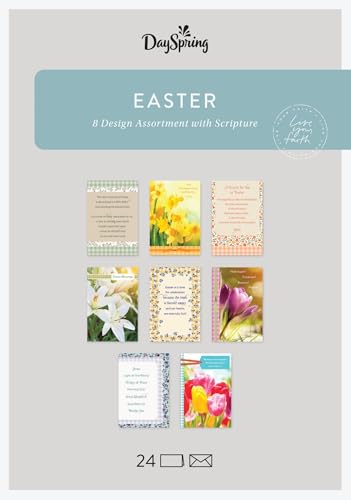 DaySpring - Easter Blessings - 8 Design Assortment with Scripture - 24 Easter Boxed Cards and Envelopes (U1617)