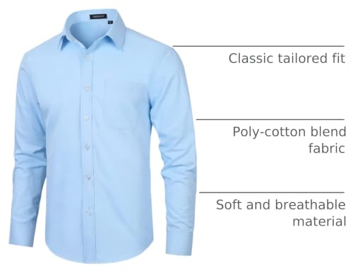 Image of HISDERN Mens Dress Shirts Long Sleeve Button Down Casual Shirts for Men Inner Contrast Formal Business Tuxedo Wedding Shirt