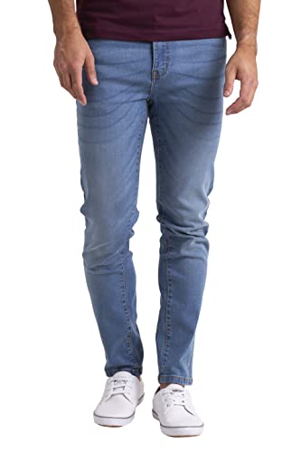 westAce Pantalones de mezclilla ajustados para hombre Pantalones de mezclilla ajustados de algodón elástico, azul vaquero, 34W/30L