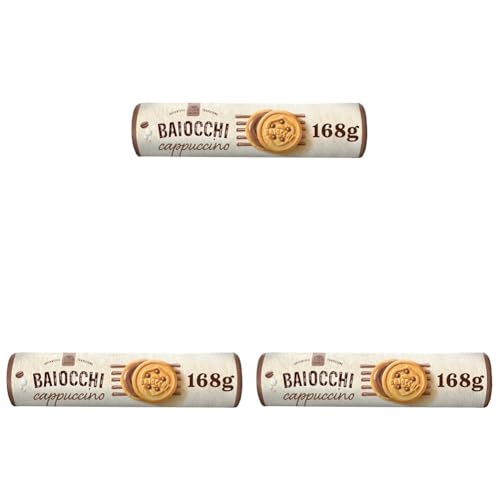 Baiocchi Cappuccino 168g | köstliche Kekse gefüllt mit einer Creme mit Cappuccino Geschmack, für die Pause zwischendurch (Packung mit 3)