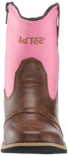 Ad Tec Cowboy Boots for Kids, Classic Rodeo Style Footwear with Pointed Toe & Side Zipper, Slip on Pull Tabs Reinforced Stiched Upper2