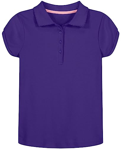 Image of Nautica Girls' School Uniform Short Sleeve Polo Shirt, Button Closure, Soft Pique Fabric