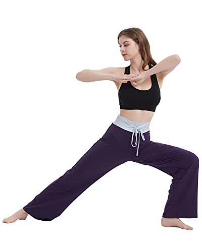 Image of NEWCOSPLAY Women's Comfy Pajama Pants Casual Drawstring Palazzo Lounge Wide Leg Pants