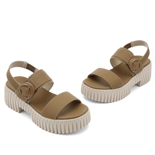 Image of UBFEN Womens Platform Sandals Comfortable Arch Support 2 Adjustable Straps | 2.75'' Lightweight Chunky Heel, Soft Cushioned Footbed, Non-slip for Dressy, Work, and Casual Wear