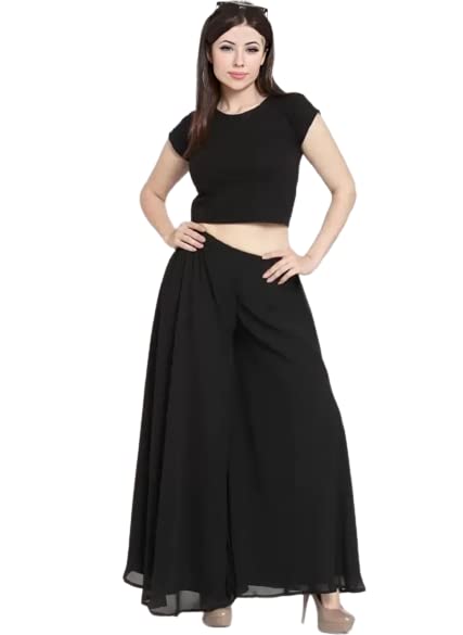 Women’s Black Flared sharara | Wide-Leg Comfortable Bottoms for Ethnic, Formal