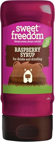Image of Sweet Freedom Raspberry Syrup 350 g – Vegan Drizzle for Coffee and Pancakes, Naturally Sweetened with Fruits, Only 13 Kcal Per Teaspoon (Pack of 1)