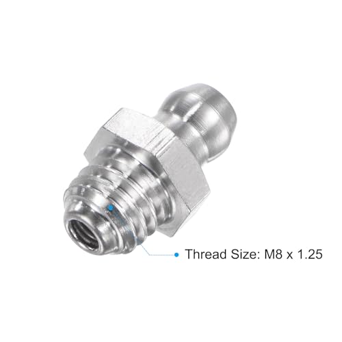Image of uxcell 4Pcs Metric Stainless Steel Straight Grease Fitting M8 x 1.25mm Thread Hydraulic Grease Fitting Accessories