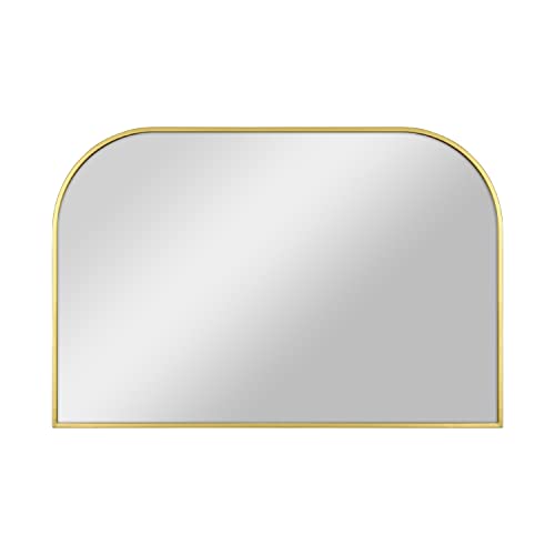 Image of MCS Master & Co. Modern Metal Large Wall Mirror, Minimalist Home Decor Mantle Arch Mirror for Living Room, Bedroom, or Bathroom, 24 by 36 Inch, Brass