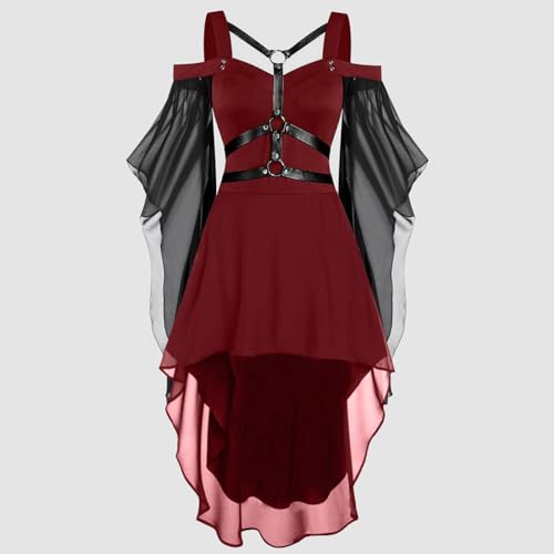 Robe de cocktail gothique chic midi à manches longues évasées - 6