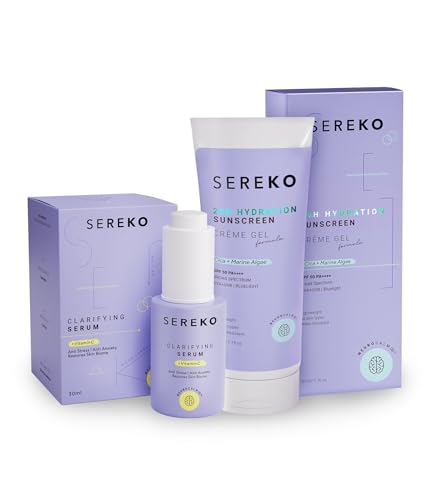 Image of Sereko Vitamin C Glowing & Brightening Face Serum & Sunscreen Cream Gel SPF 50++++ for Women & Men (Glow & Protect Duo)