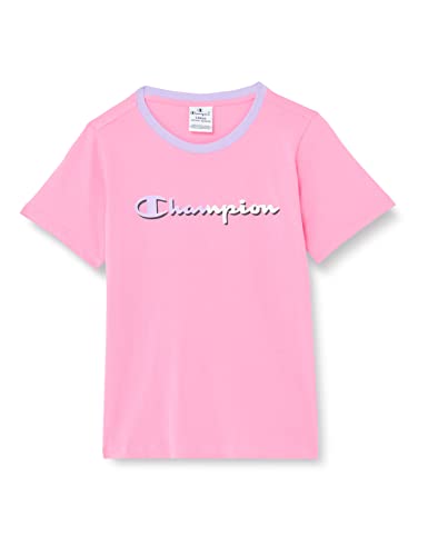 Champion Legacy C-Color-Logo S/S Camiseta, Rosa Accesso, 13-14 Años para Niñas