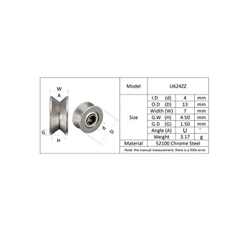 U624ZZ roulement à billes scellé avec rainure en U 4x13x7mm pour machine à broder