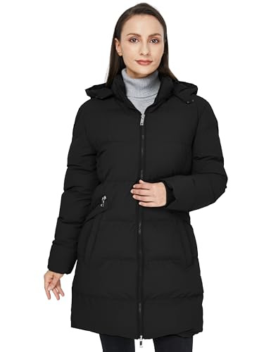 WenVen Women's Warm Thickened Parka Coat Winter Puffer Jacket with Removable Hood3