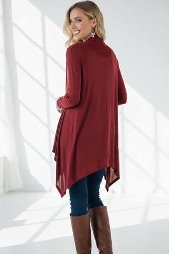 Image of ToBeInStyle Womens Open Front Long Sleeve Lightweight Asymmetrical Draped Cardigan with Side Pockets