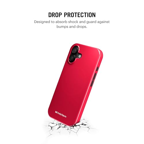 Image of DailyObjects Polycarbonate Enamel Bumper Magsafe Case For iPhone 16 Compatible With Mag-Safe Wireless Charging | Red Hybrid Magnetic Back Cover