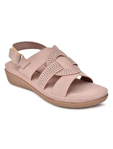 Image of Moshun Women's Criss Cross Matte Finish Flat Sandals | Comfortable Orthopedic Diabetic-Friendly Memory Foam Footbed | Anti-Skid TPR Sole Casual Slip-On Flats for Ladies Dailywear Comfort