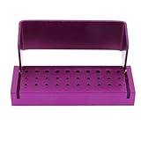 LA MIERE 30 Holes Dental Disinfection Burs Holder Station, Bur Block Organizer with Cover Autoclavable Opening Box Case Aluminum for Lab, Dentist Tool - Purple