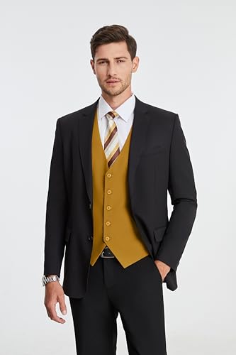 Image of Enlision Men's Suit Vest Business Formal Dress Waistcoat Solid Color Vest for Suit or Tuxedo