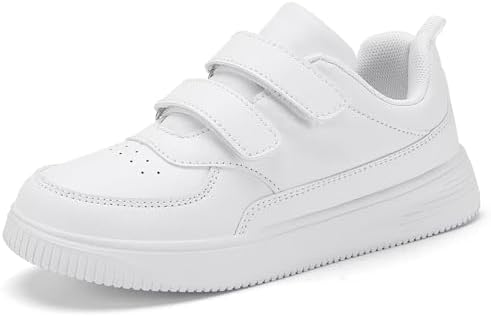 DSWED Unisex-Child Leather Lightweight Breathable Knit Athletic Running Sneakers for Kids Shoes for Boys Girls