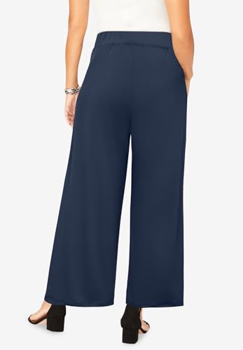 Jessica London Women's Plus Size Knit Palazzo Pant Wide Leg Stretch Dress Pants2