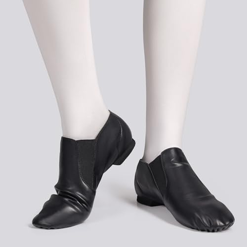 Image of Dynadans Unisex PU Leather Upper Slip-on Jazz Shoe with Elastics for Women and Men's Dance Shoes UG