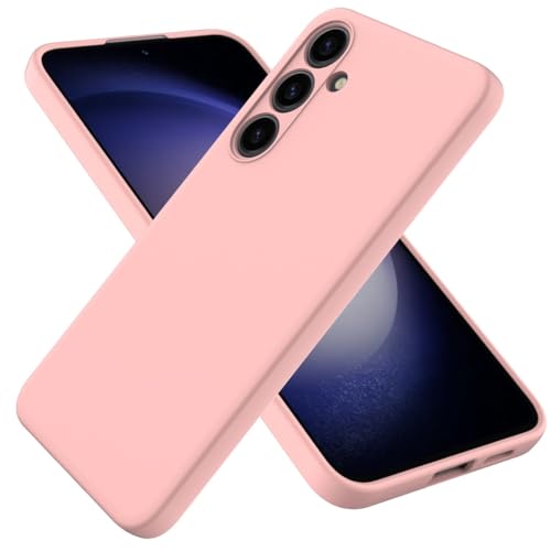 LUMICASEbkjw Funda para Samsung S24 Plus, antiarañazos, delgada, de silicona líquida, suave, goma TPU, protección completa de la cámara, color puro, cubierta simple, correa de muñeca (rosa)