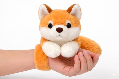 Image of Husky Plush Wrist Band Soft Toy Golden Brown Wearable Stuffed Animal & Soft Wrist braclete for Kids, Teens & Adults - Ultra-Soft Faux Fur Husky Puppy Companion for Travel, Backpacks,
