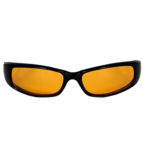 2 Pairs of Bad Attitude Cool Wraparound Motorcycle Sunglasses Black Frames with Orange & Purple Lenses2