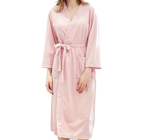 HYKJCSS Albornoz Bata De Kimono para Mujer, Baño Corta, Ligera, Ropa Estar Suave con Bolsillos Ropa(E,XL)