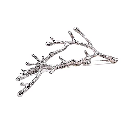 Sbyhbhyds Ohr Version Zweig Clip Haarnadel Haarnadel Haarnadel Koreanische Seite Weibliche Seite Geweih Clip Student Clip Headwear Nette Haarspange Totenkopf Haarklammern (Silver, One Size) Cover