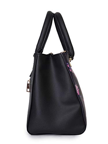 Image of LAPIS O LUPO Women Fashion Flower Print 3 Compartment Top Handel Zip Clouser Leatherette Adjustable Sling Handbag