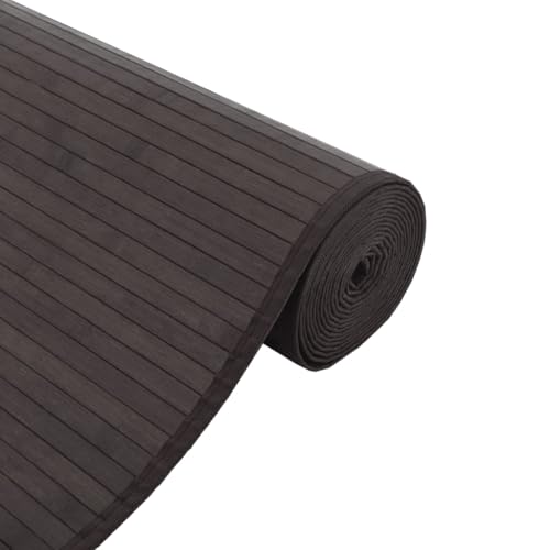 Alfombra de bambú rectangular marrón oscuro de 60 x 1000 cm con base antideslizante para pasillo 5