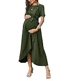 Arach&Cloz Womens Maternity Dress Pregnancy Clothes 2023 Summer Short Sleeve Maxi Dresses for Nursin