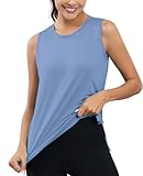 KevaMolly Blue Workout Tank Tops for Women UPF50+ Breathable Athletic Running Shirts Sleeveless Tank Yoga Tops with Slit L