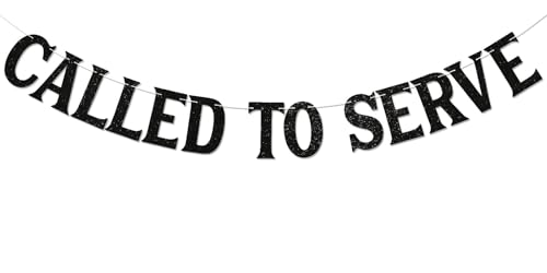 Image of Called To Serve Banner - Mission Farewell, LDS Missionary Call Theme Decor for Farewell Party, Back to School Party Black Glitter