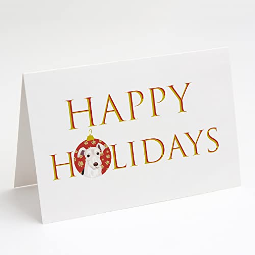 Caroline's Treasures CK9332GCA7P Schnauzer Parti Happy Holidays Greeting Cards and Envelopes Pack of 8 Blank Cards with Envelopes Whimsical A7 Size 5x7 Blank Note Cards