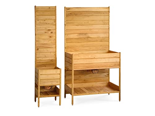 robinia-pro Balkon-HOCHBEET mit SICHTSCHUTZ-hoch, unten Ablage - H 68 cm, L 78 cm, B 60 cm, Gh. 185 cm, aus Robinienholz Cover