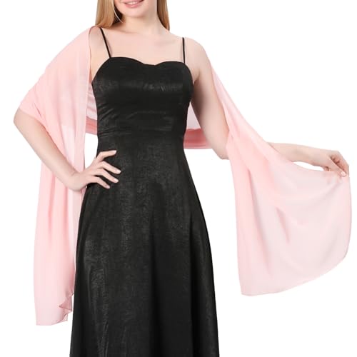 Sheer Chiffon Shawl Wraps for Women Formal Gowns/Evening Dresses Elegant Soft Solid Chiffon Scarf Wedding Shawl