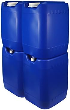 Poly Farm Stackable Emergency Water Storage Carboy, 5 gallon, Blue, 4-pack with spigot